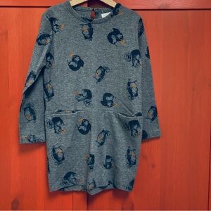 Zara Gray Kids Dress with Squirrel Print